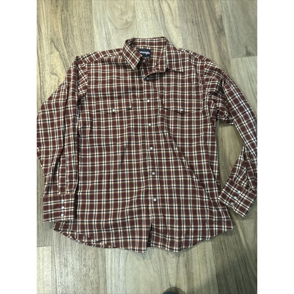 Wrangler Wrinkle‎ Resist Mens Long Sleeve Western Plaid Shirt, MWR351M, Size XL